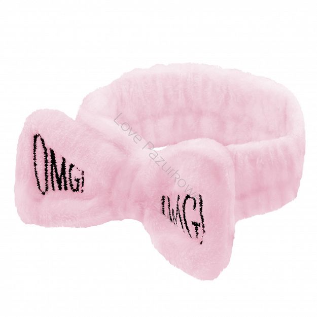 Mięciutka opaska kosmetyczna na gumce do włosów różowa